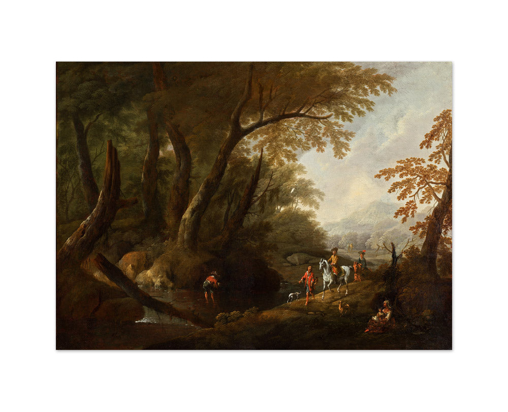 Forest landscape with water on the left by Maximilian Joseph Schinnagl - Medium / Full Bleed / No Frame