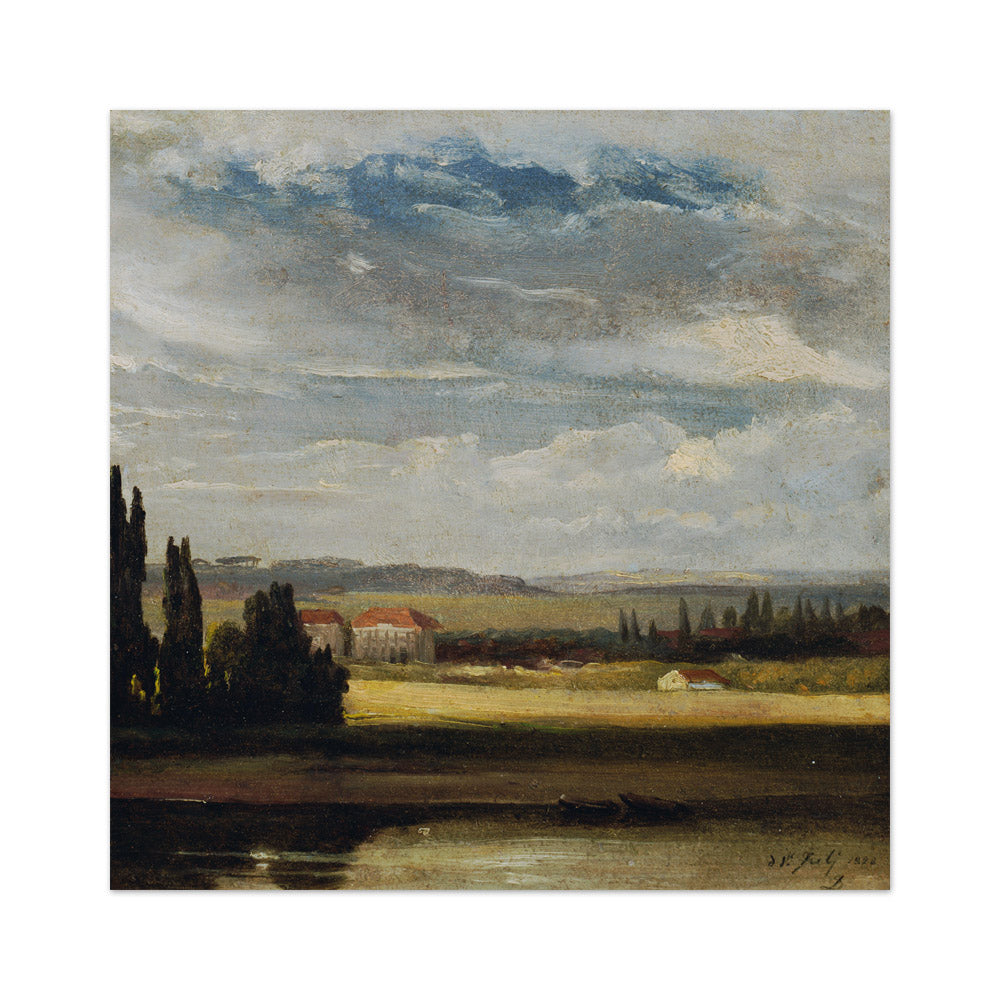 Landscape view with high cloud sky by Johan Christian Claussen Dahl - Medium / Full Bleed / No Frame