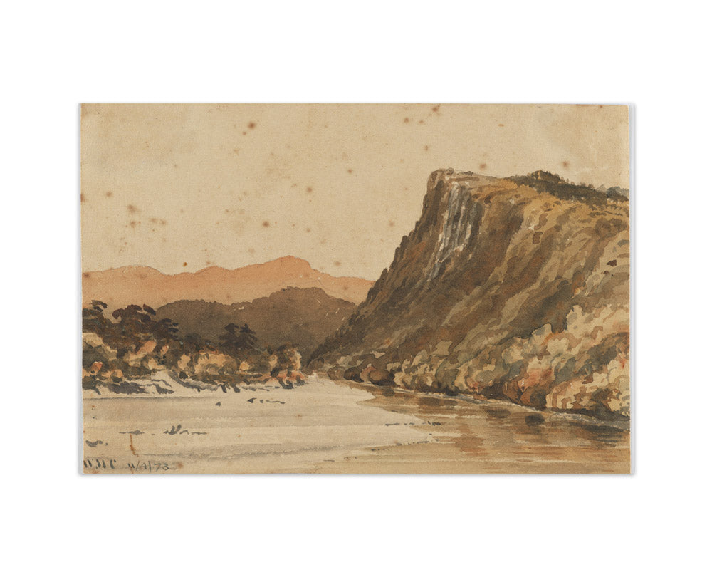 Schistose Bluff, Buller River - opposite mouth of Big Ohika River. by William Marshall Cooper - Medium / Full Bleed / No Frame