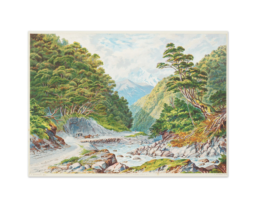 New Zealand Graphic and Descriptive. Otira Gorge, West Coast Road by Charles Decimus Barraud - Medium / Full Bleed / No Frame