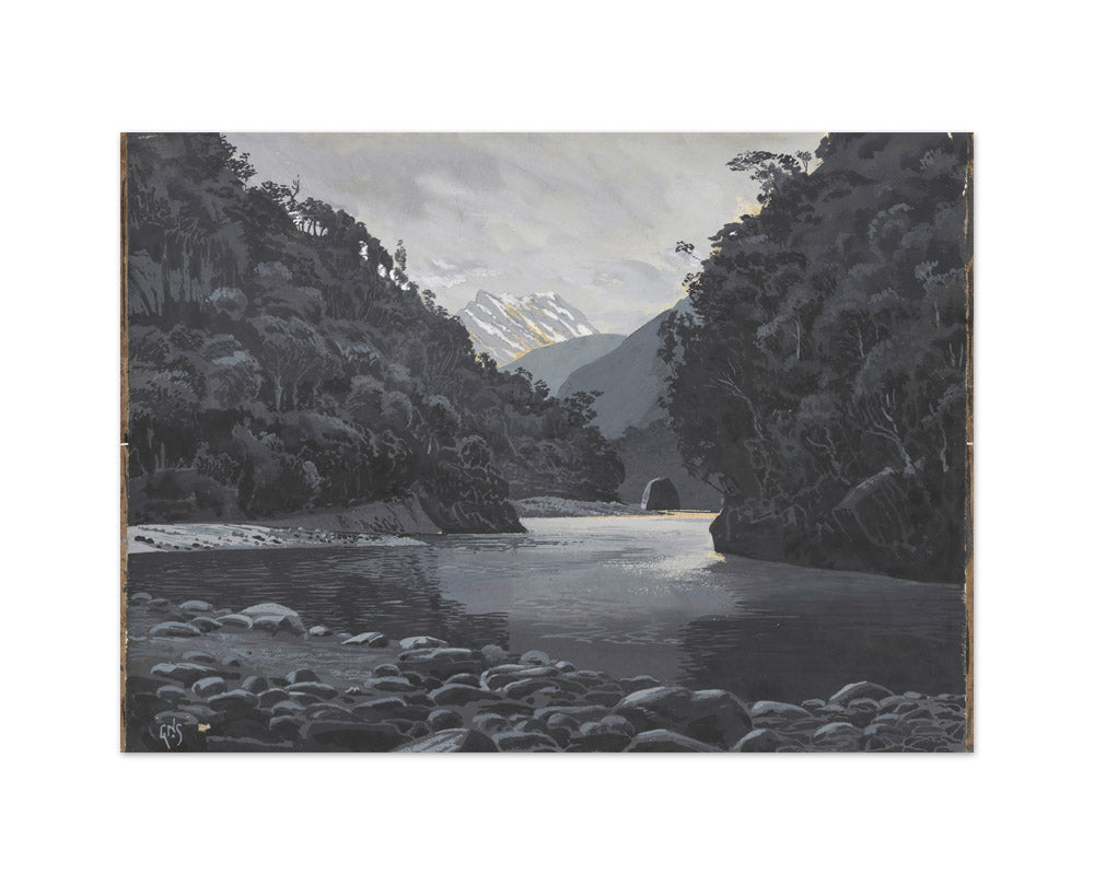 Looking up the Karangarua Range from above the Great Cataract by George Sturtevant - Medium / Full Bleed / No Frame