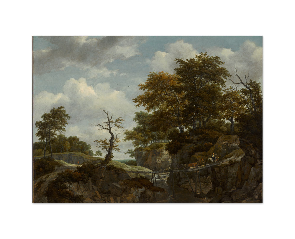 Jacob van Ruisdael - Landscape with Bridge, Cattle, and Figures - Medium / Full Bleed / No Frame
