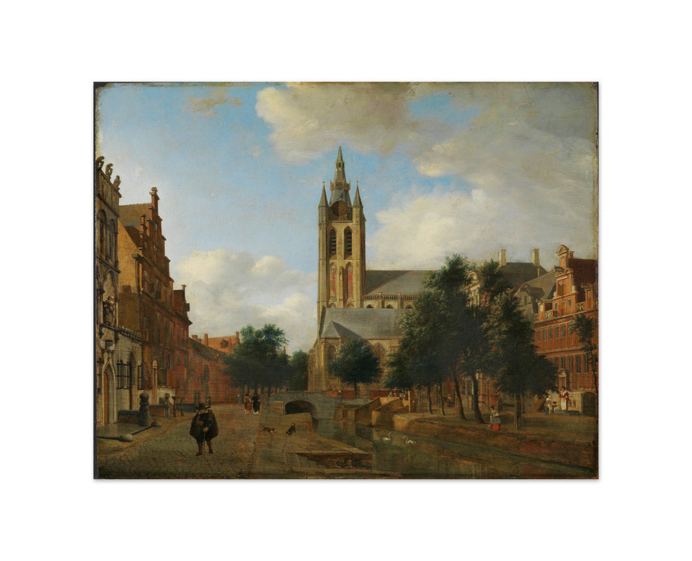 The Oude Delft Canal and the Oude Kerk, Delft by Jan van der Heyden - Small / Full Bleed / No Frame