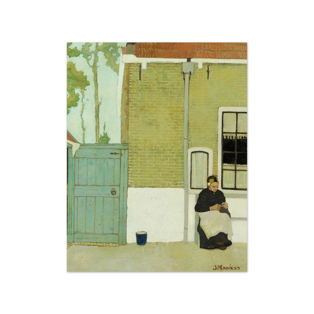 Woman in front of her house by Jan Mankes - Small / Full Bleed / No Frame