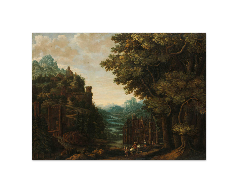 Mountainous Landscape with River Valley and Castles by Jan Meerhout - Small / Full Bleed / No Frame