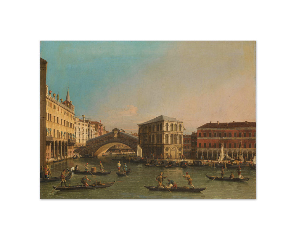 The Grand Canal with the Rialto Bridge and the Fondaco dei Tedeschi by Canaletto - Small / Full Bleed / No Frame