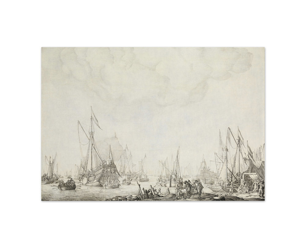The Royal and State Yachts, possibly the Arrival of Charles II of England at Moerdijk, 1660 by Willem van de Velde the Elder - Small / Full Bleed / No Frame
