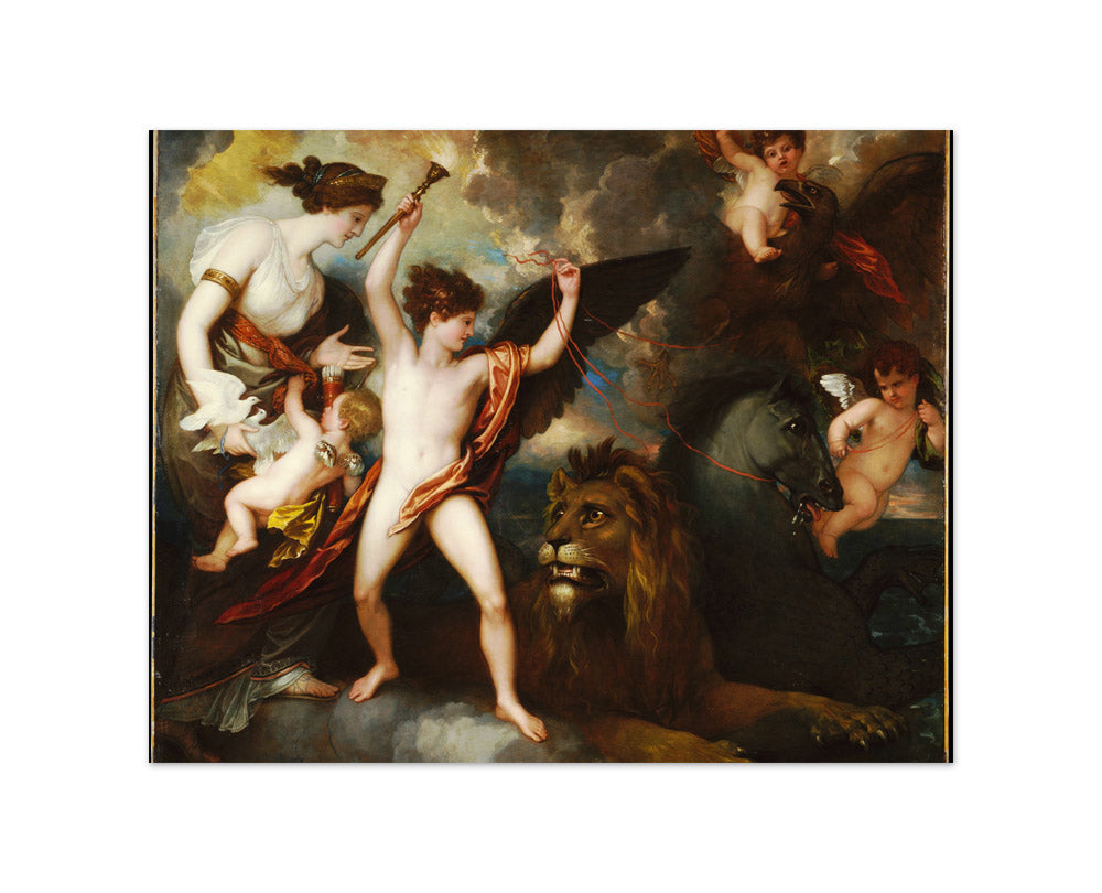 Omnia Vincit Amor, or The Power of Love in the Three Elements by Benjamin West - Small / Full Bleed / No Frame