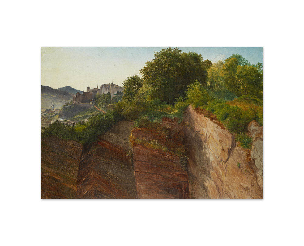 View from Salzburg's Mönchsberg to Hohensalzburg Fortress by Friedrich Loos - Small / Full Bleed / No Frame