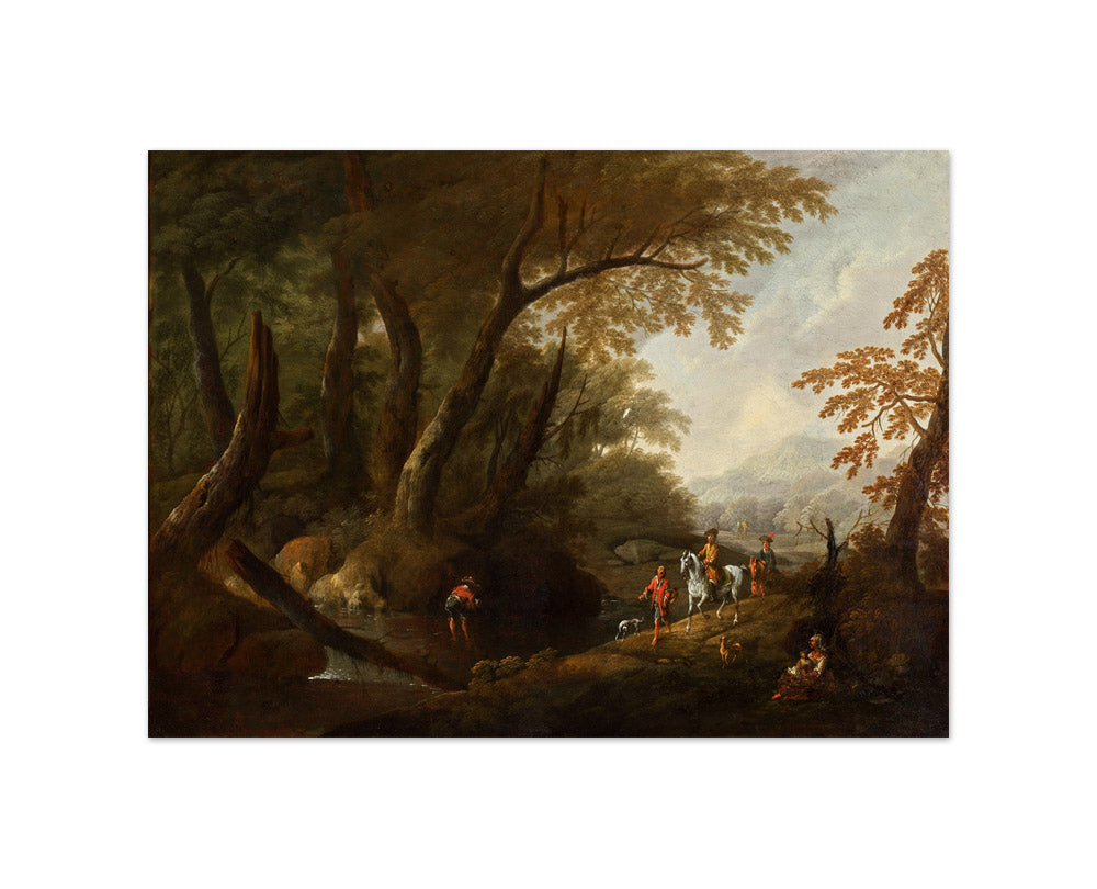 Forest landscape with water on the left by Maximilian Joseph Schinnagl - Small / Full Bleed / No Frame