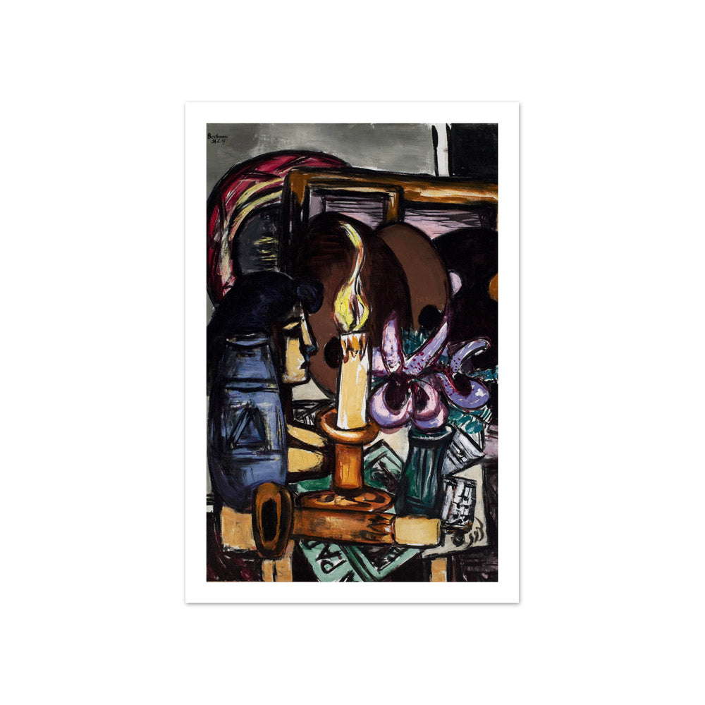 Still Life with Two Large Candles by Max Beckmann - Compact / With Margin / No Frame