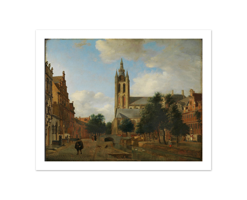 The Oude Delft Canal and the Oude Kerk, Delft by Jan van der Heyden - Compact / With Margin / No Frame