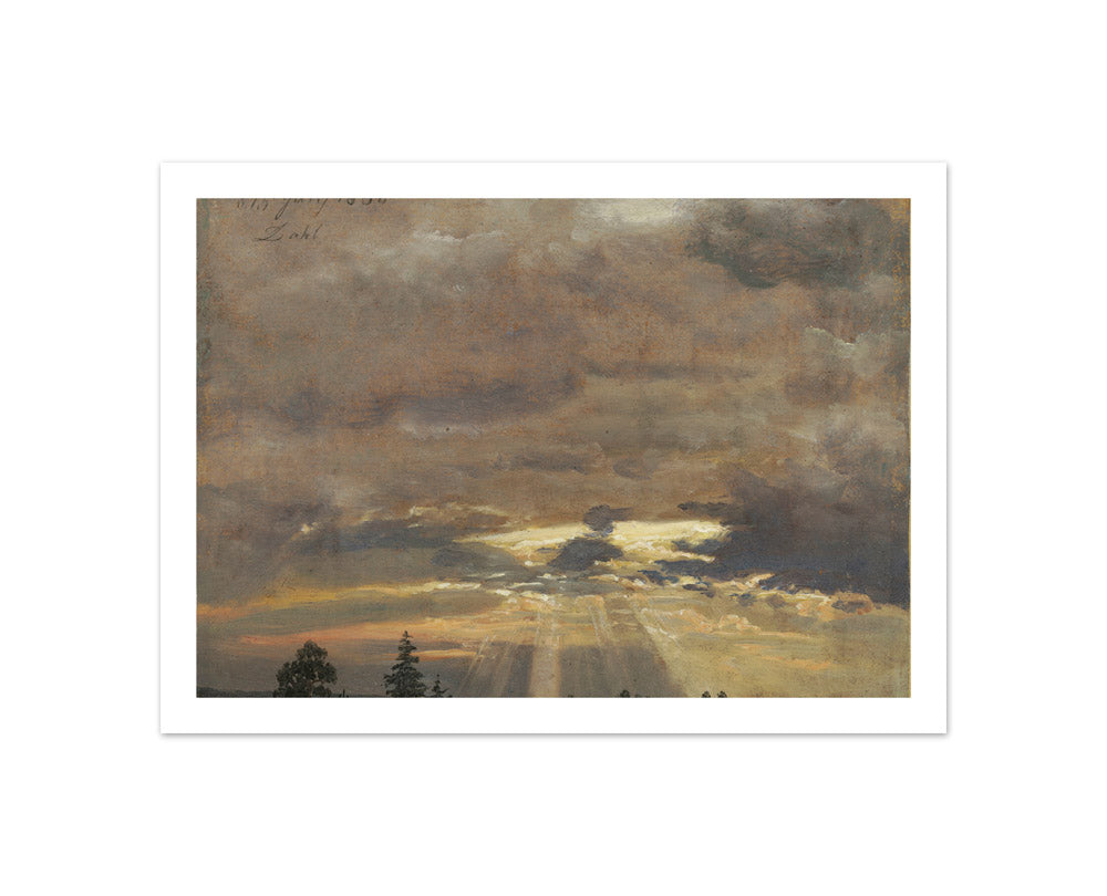 Cloud Study with Sunbeams by Johan Christian Dahl - Compact / With Margin / No Frame
