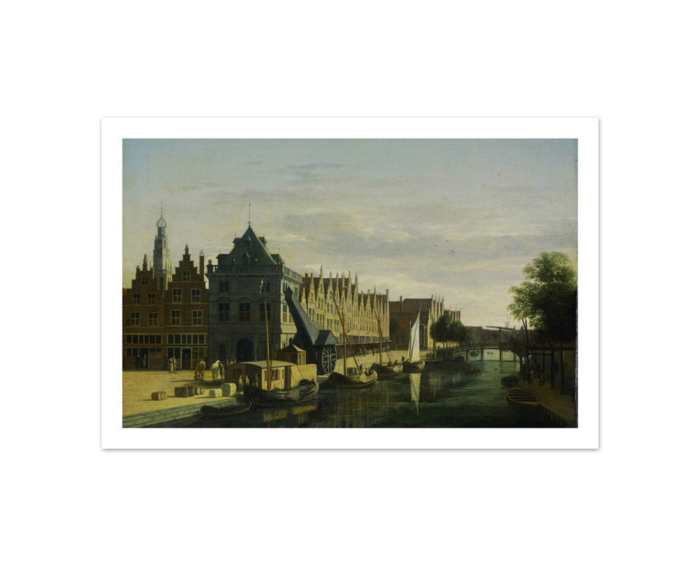 De Waag (Weighing House) and Crane on the Spaarne, Haarlem by Gerrit Berckheyde - Compact / With Margin / No Frame
