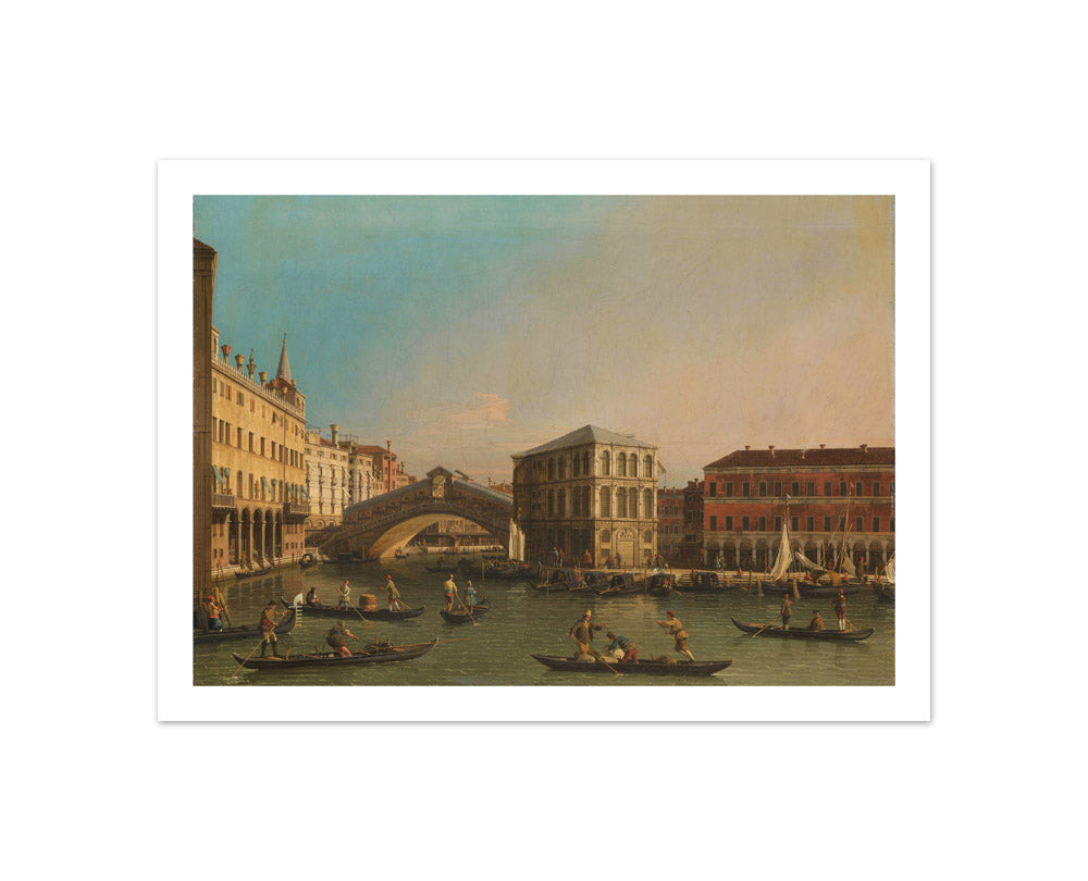 The Grand Canal with the Rialto Bridge and the Fondaco dei Tedeschi by Canaletto - Compact / With Margin / No Frame