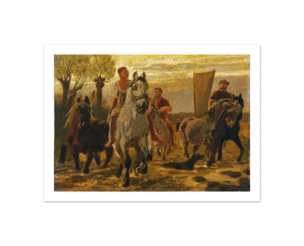 Horse pond by Teutwart Schmitson - Compact / With Margin / No Frame