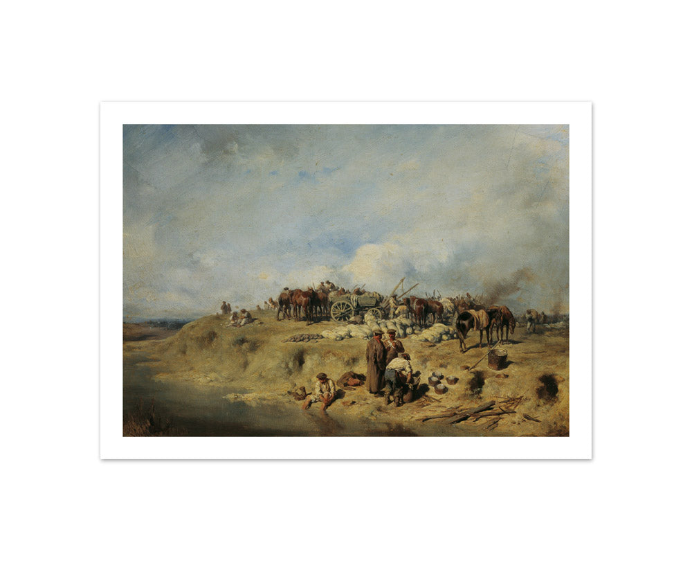 Camp of Russian Soldiers by August von Pettenkofen - Compact / With Margin / No Frame