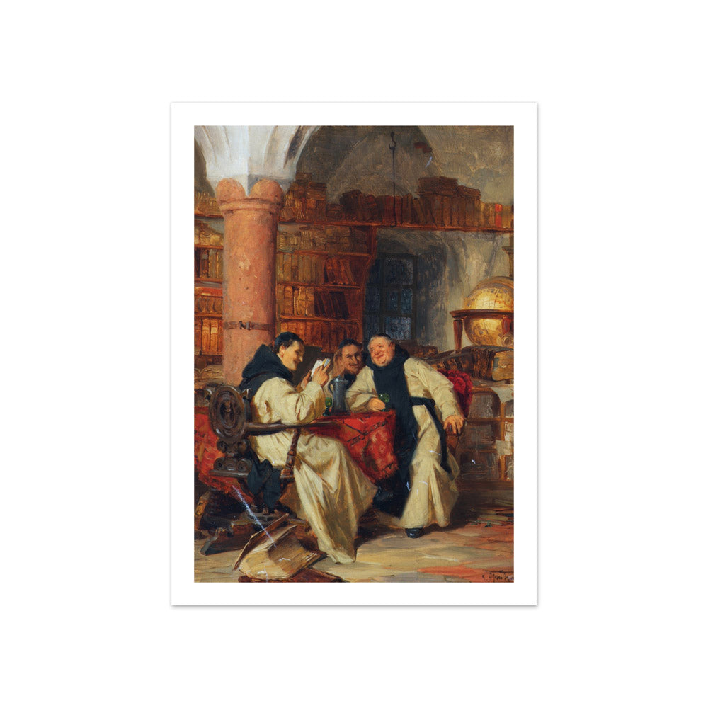 In the monastery library by Eduard Theodor Ritter von Grützner - Compact / With Margin / No Frame