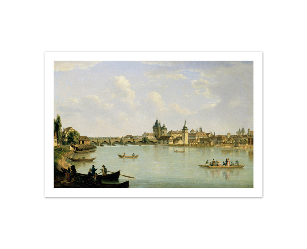 View of Prague with the Vltava Bridge (Charles Bridge) by Alois von Saar - Compact / With Margin / No Frame