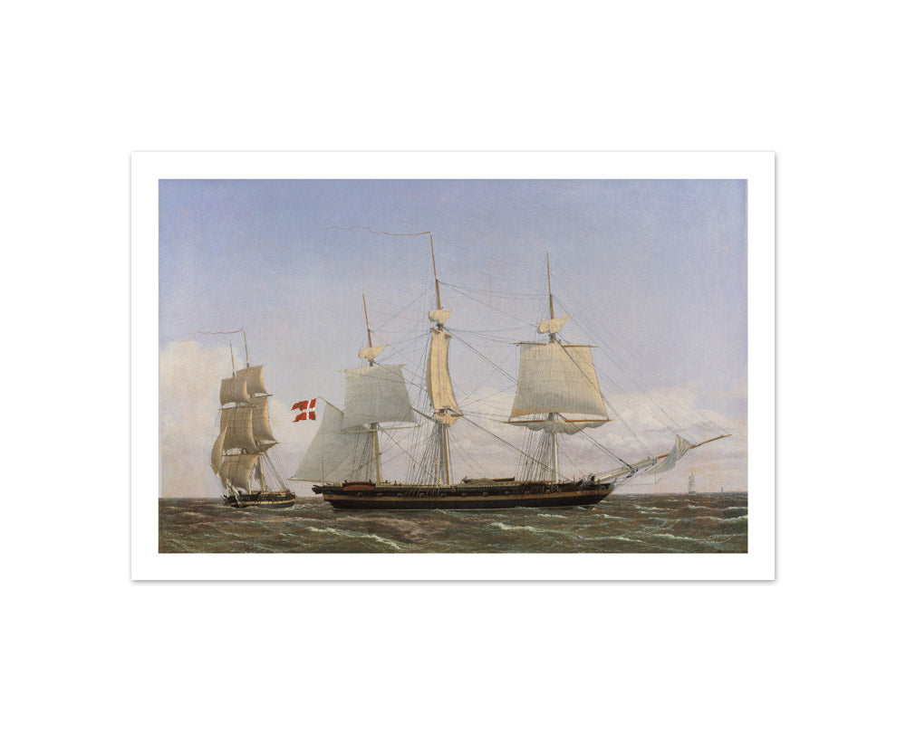 A Danish Corvette Laying to in order to Confer with a Danish Brig: The Scene Being Set in West Indian Waters by C.W. Eckersberg - Compact / With Margin / No Frame