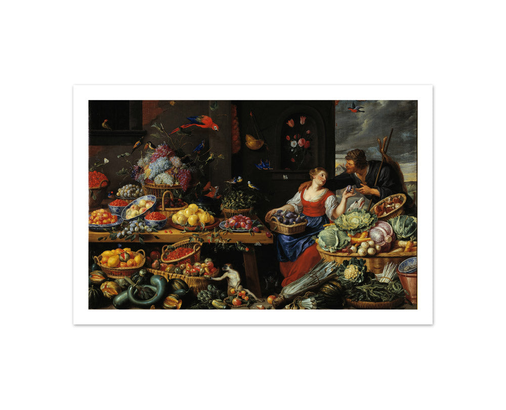 Fruit and Vegetable Market with a Young Fruit Seller by Jan van Kessel the Elder - Compact / With Margin / No Frame