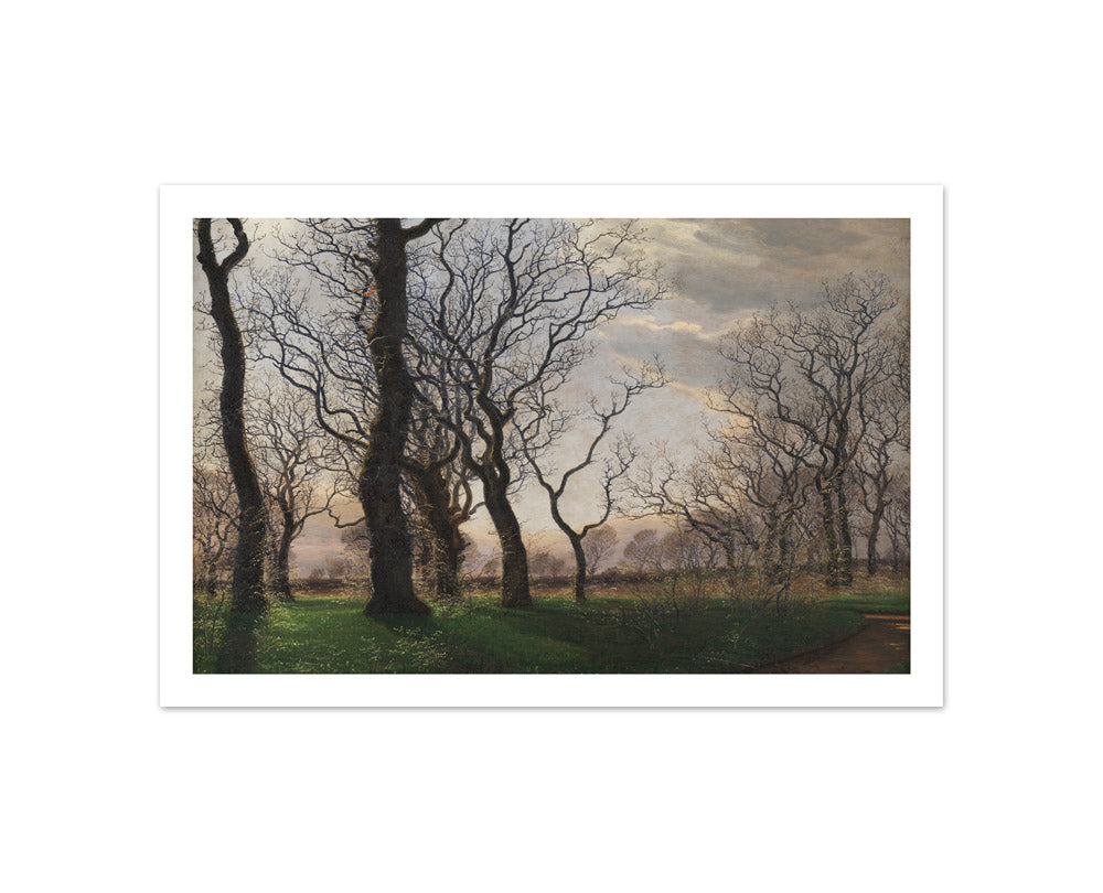 On the Outskirts of an Oak Forest on an Early Spring Morning by Janus la Cour - Compact / With Margin / No Frame