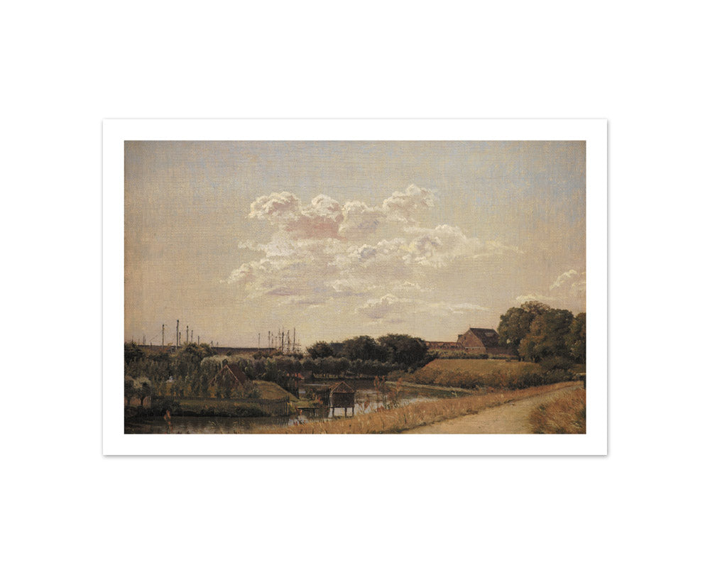 View of the Citadel Ramparts Looking Towards Langelinie and the Naval Harbour by Christen Købke - Compact / With Margin / No Frame