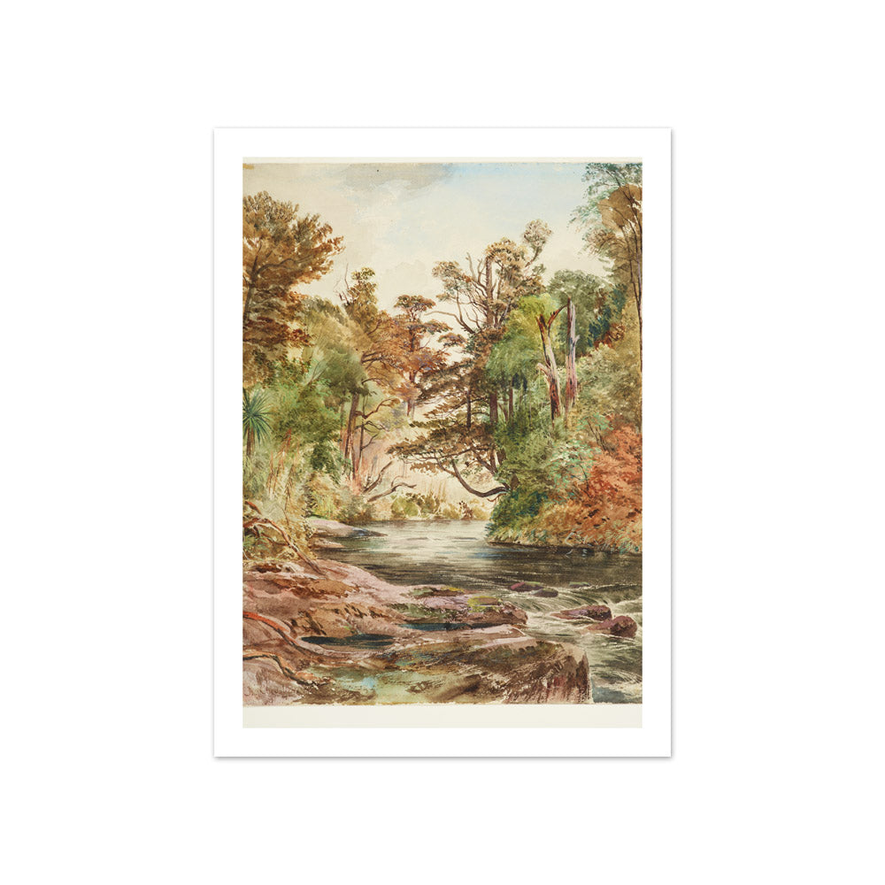 River scene, Porirua river by Nicholas Chevalier - Compact / With Margin / No Frame