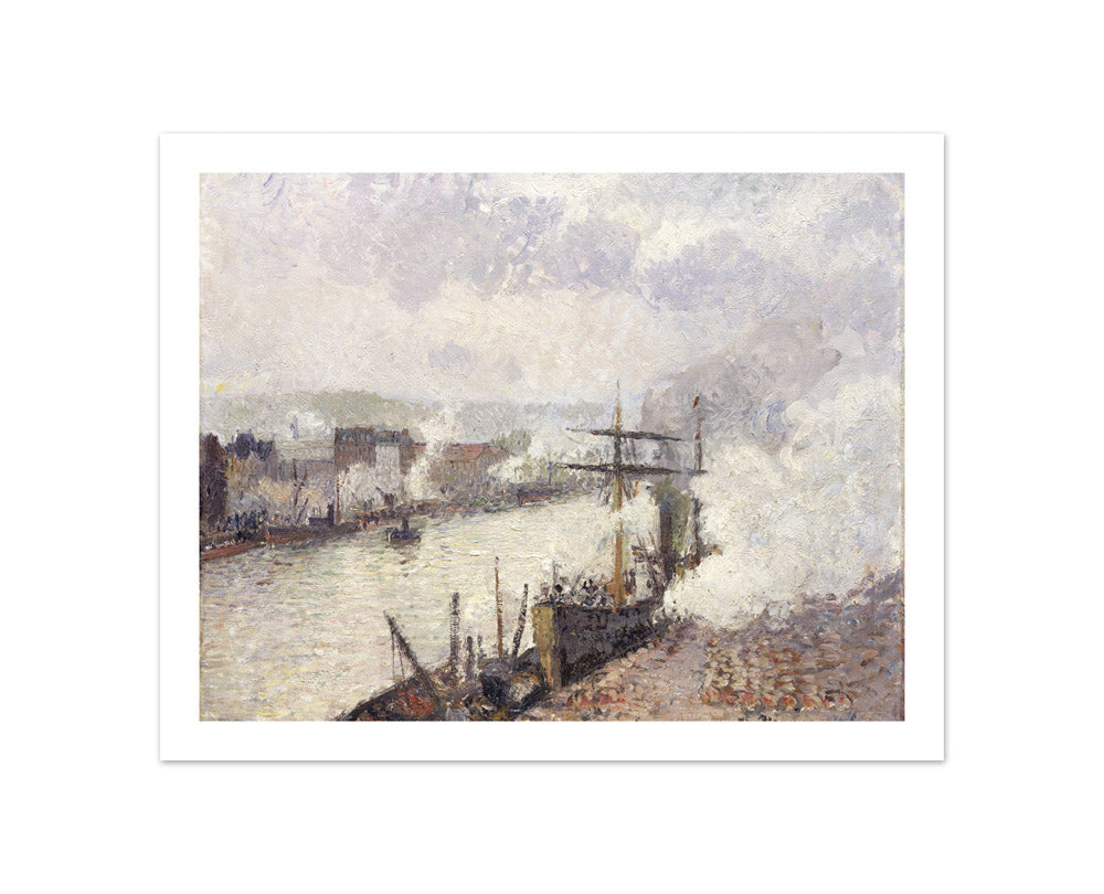 Camille Pissarro - Steamboats in the Port of Rouen - Compact / With Margin / No Frame