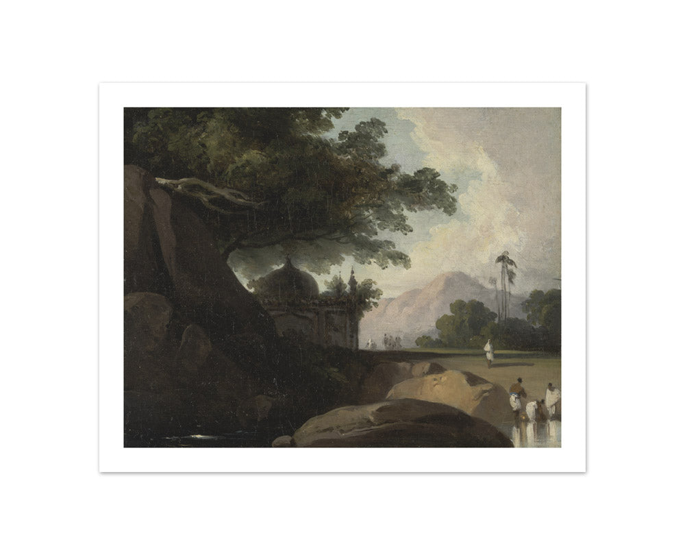 George Chinnery - Indian Landscape with Temple - Compact / With Margin / No Frame