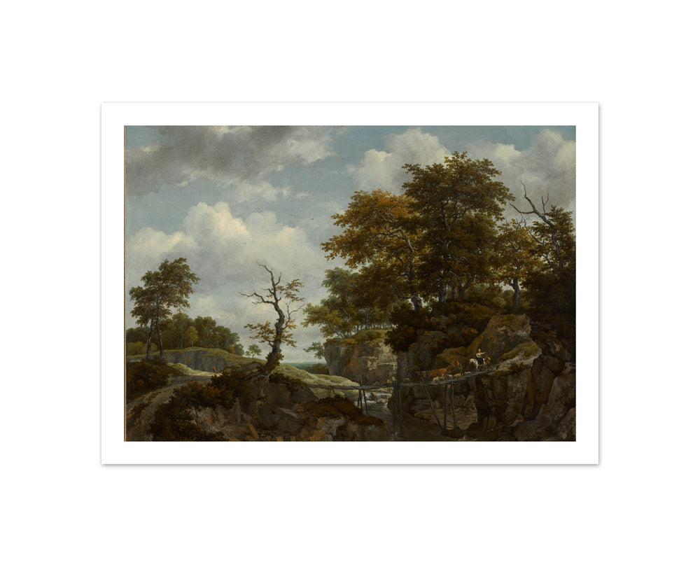 Jacob van Ruisdael - Landscape with Bridge, Cattle, and Figures - Compact / With Margin / No Frame