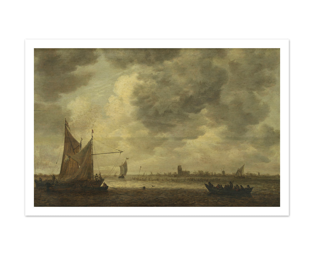 The River Oude Maas near Dordrecht by Jan van Goyen - Extra Large / With Margin / No Frame