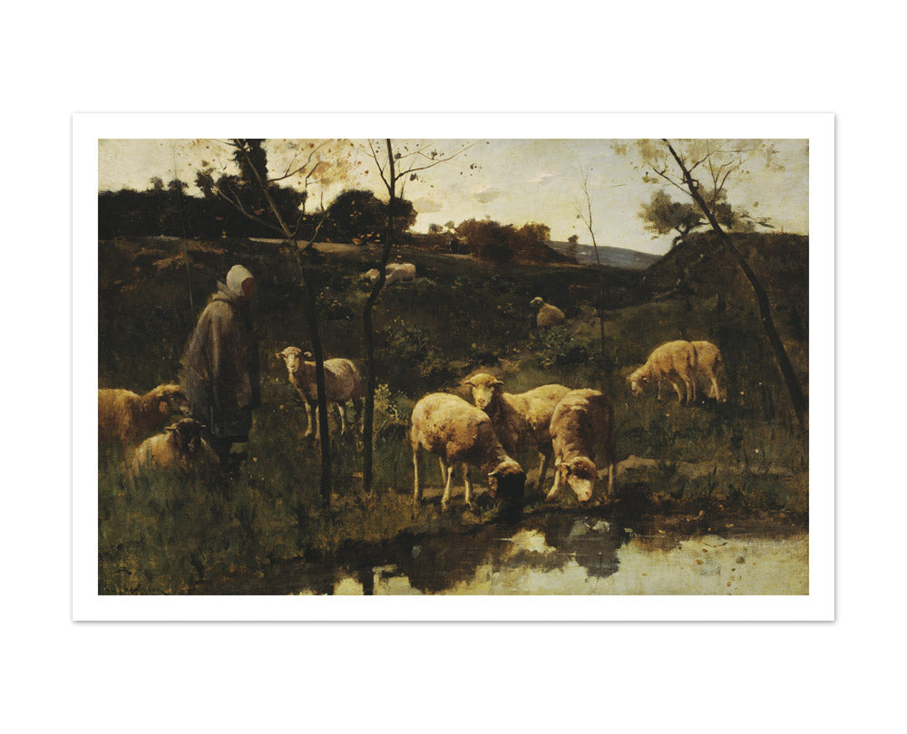 Landscape with Sheep, Picardy by Harry Thompson - Extra Large / With Margin / No Frame