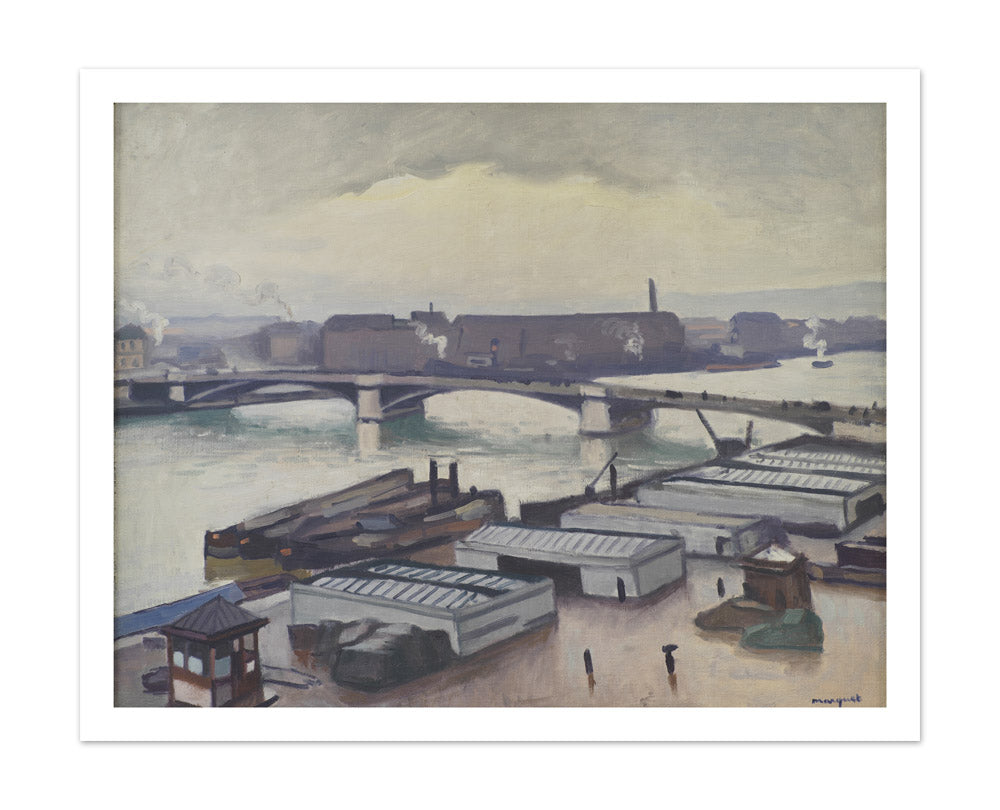 Quai de Paris at Rouen. Rainy Weather by Albert Marquet - Extra Large / With Margin / No Frame