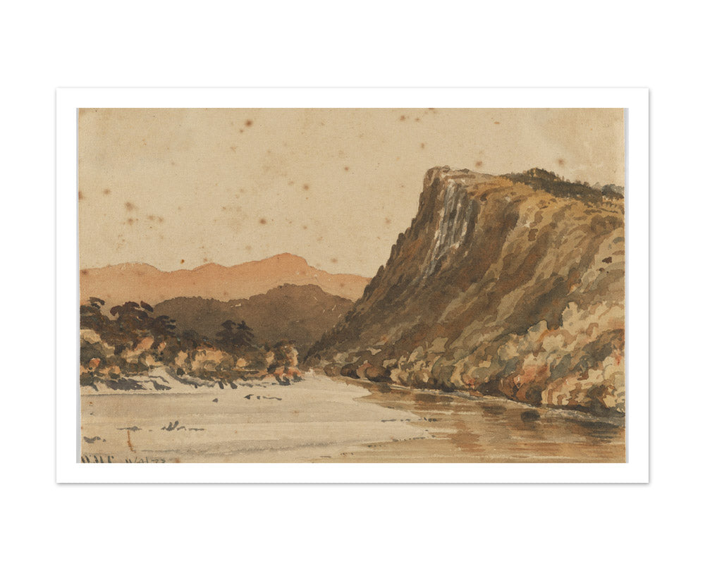 Schistose Bluff, Buller River - opposite mouth of Big Ohika River. by William Marshall Cooper - Extra Large / With Margin / No Frame