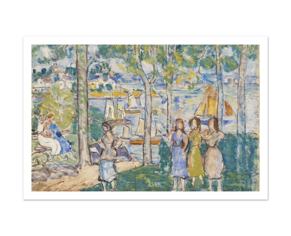 Maurice Brazil Prendergast - Trees, Houses, People - Extra Large / With Margin / No Frame
