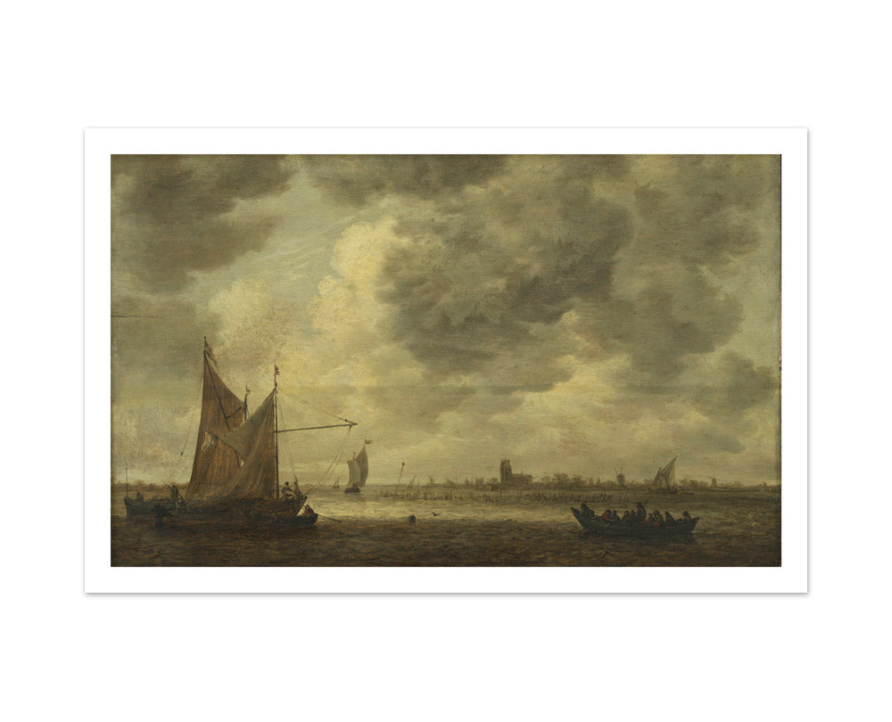 The River Oude Maas near Dordrecht by Jan van Goyen - Large / With Margin / No Frame