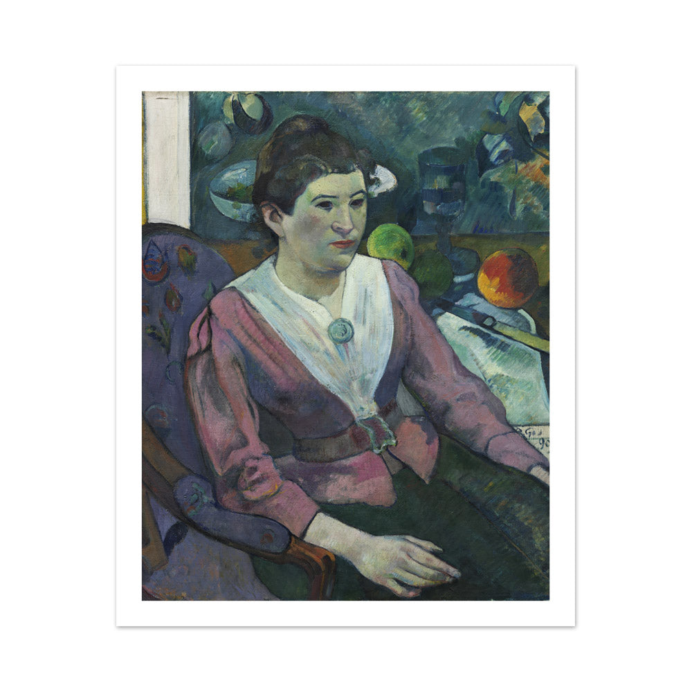 Woman in Front of a Still Life by Cezanne by Paul Gauguin - Large / With Margin / No Frame