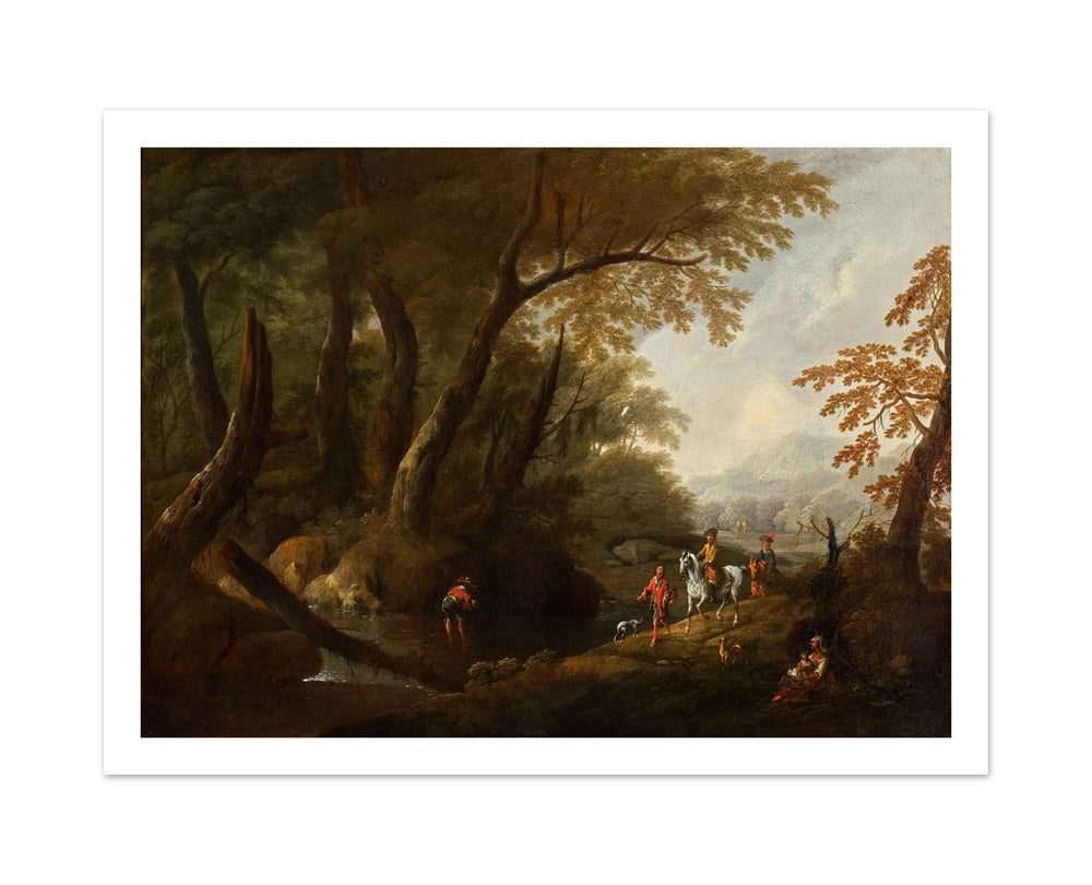 Forest landscape with water on the left by Maximilian Joseph Schinnagl - Large / With Margin / No Frame