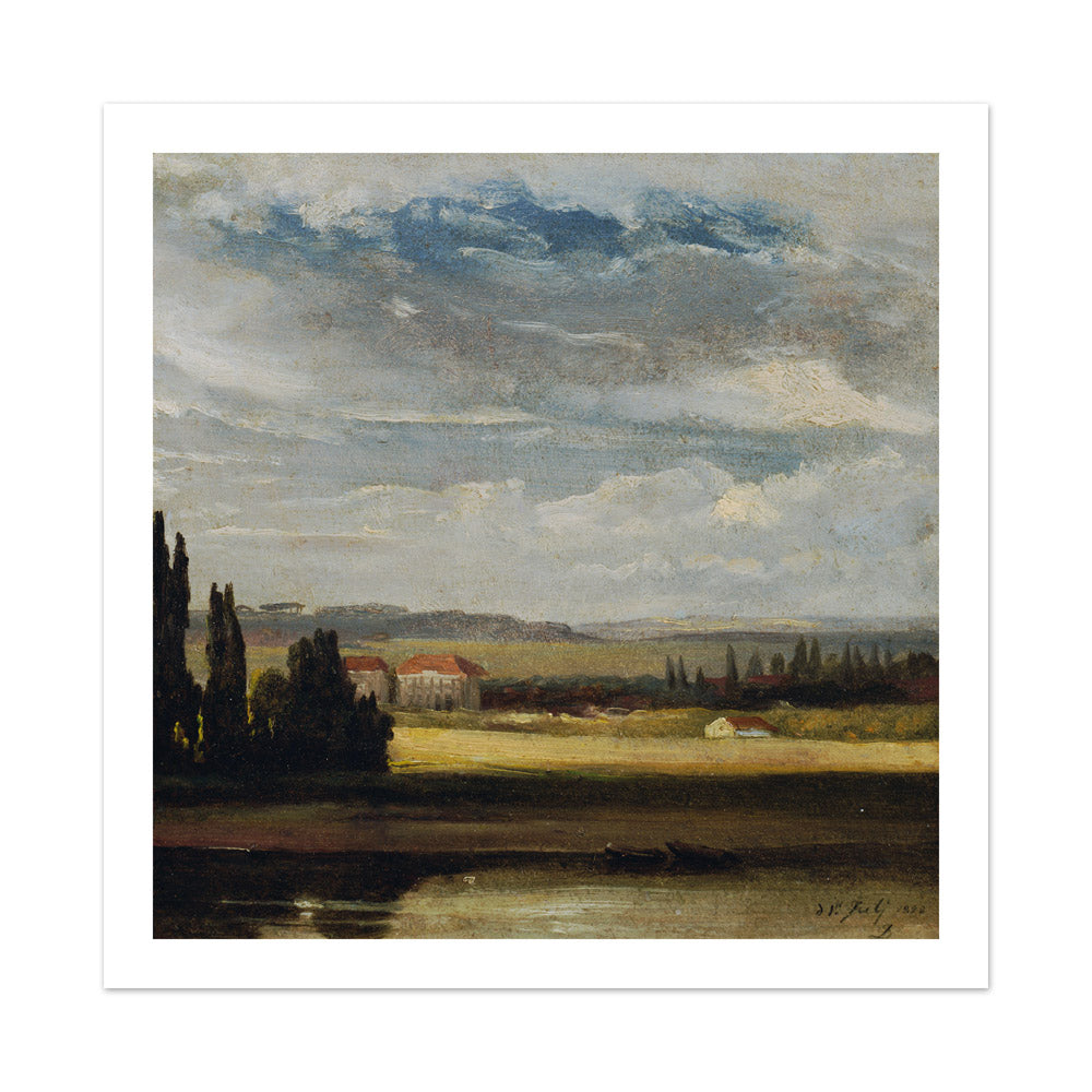 Landscape view with high cloud sky by Johan Christian Claussen Dahl - Large / With Margin / No Frame