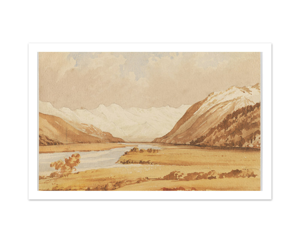 View up Waimakariri from Bealey township, Mt Davie in distance by William Marshall Cooper - Large / With Margin / No Frame