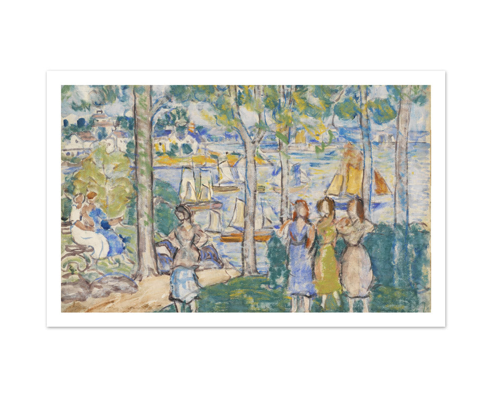 Maurice Brazil Prendergast - Trees, Houses, People - Large / With Margin / No Frame