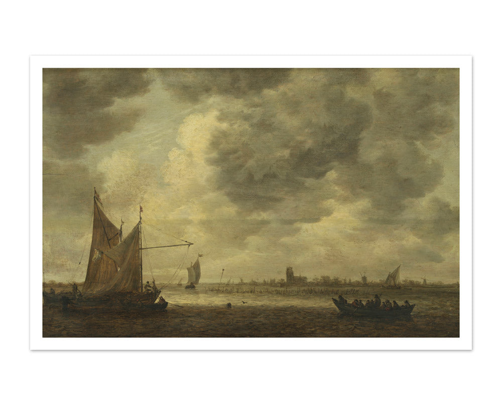 The River Oude Maas near Dordrecht by Jan van Goyen - Majestic / With Margin / No Frame
