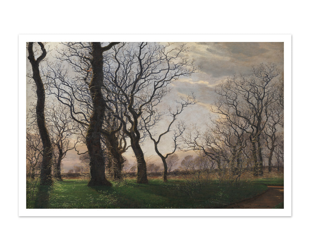 On the Outskirts of an Oak Forest on an Early Spring Morning by Janus la Cour - Majestic / With Margin / No Frame
