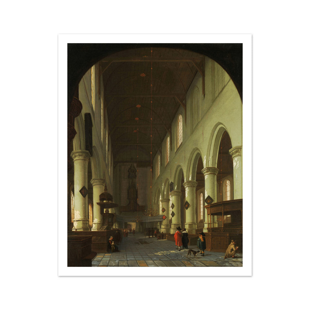 Interior of the Oude Kerk in Delft from the Choir toward the Portal by Cornelis de Man (attributed to) - Medium / With Margin / No Frame