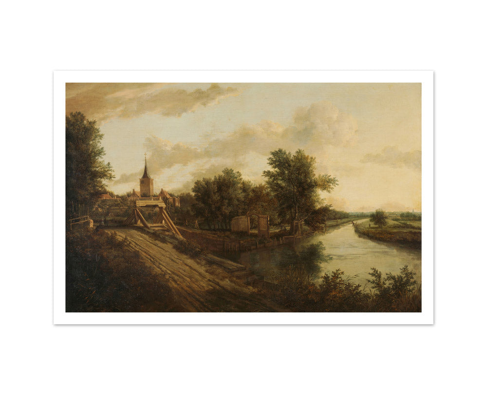 Landscape with rolling bridge by Unknown - Medium / With Margin / No Frame