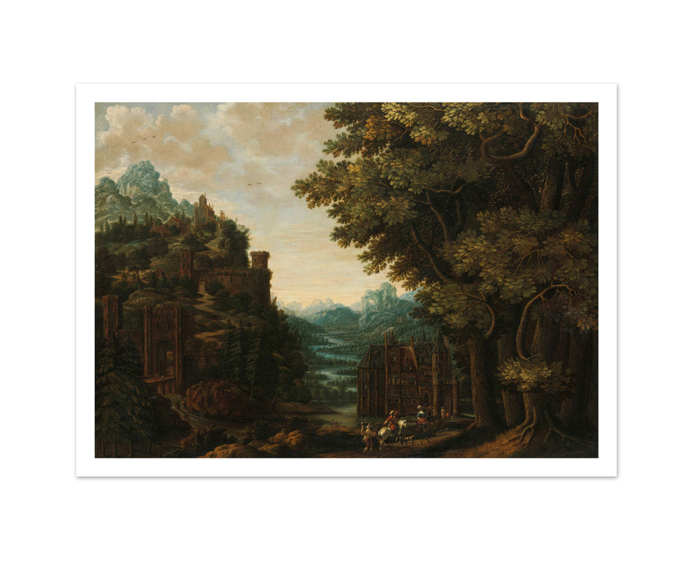 Mountainous Landscape with River Valley and Castles by Jan Meerhout - Medium / With Margin / No Frame