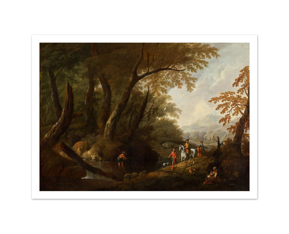 Forest landscape with water on the left by Maximilian Joseph Schinnagl - Medium / With Margin / No Frame