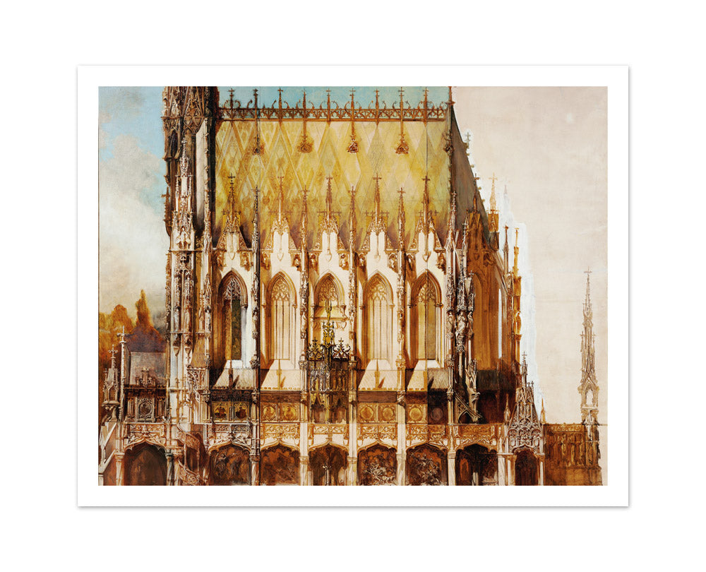 Gothic Burial Church of St. Michael, Side View by Hans Makart - Medium / With Margin / No Frame