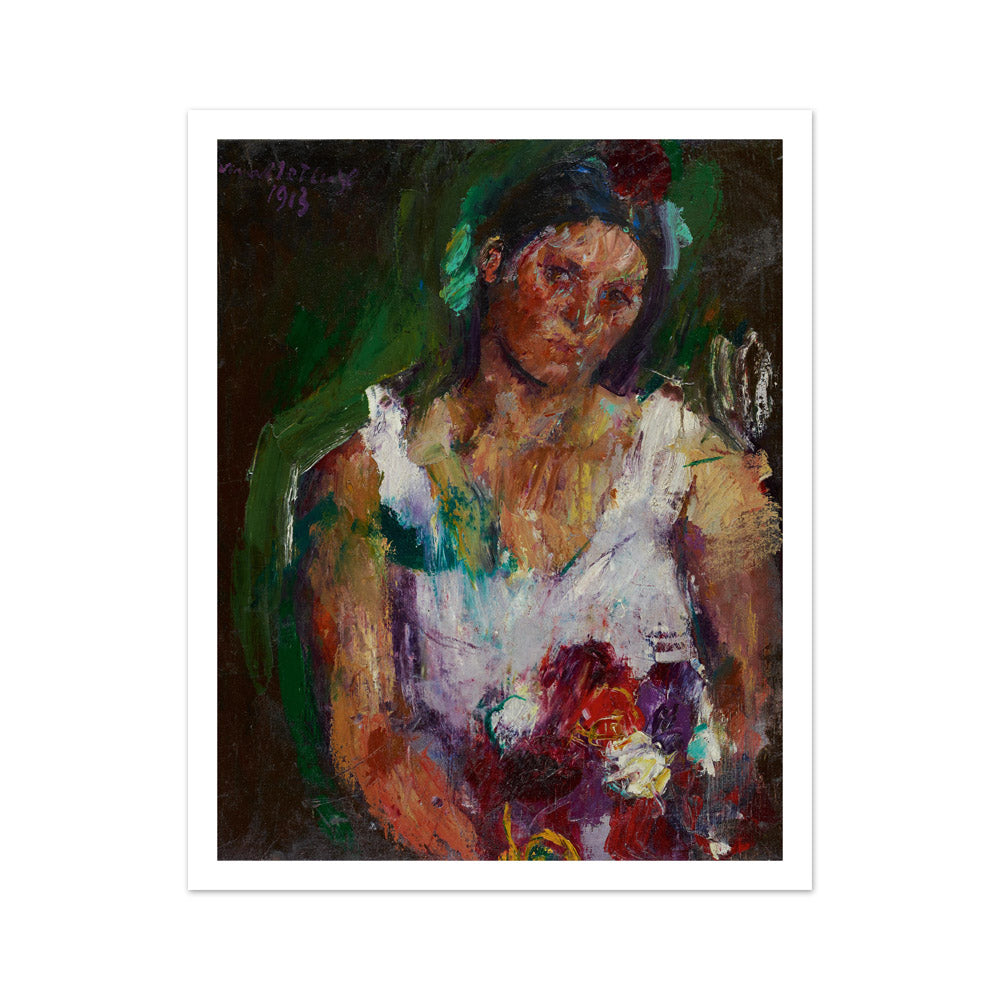 The Artist's Wife with Flowers by Anton Kolig - Medium / With Margin / No Frame